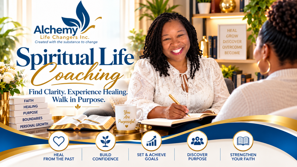 Anetha Whitney providing faith-centered Spiritual Life Coaching through Alchemy Life Changers Inc. for healing, clarity, confidence, personal growth, and purpose.